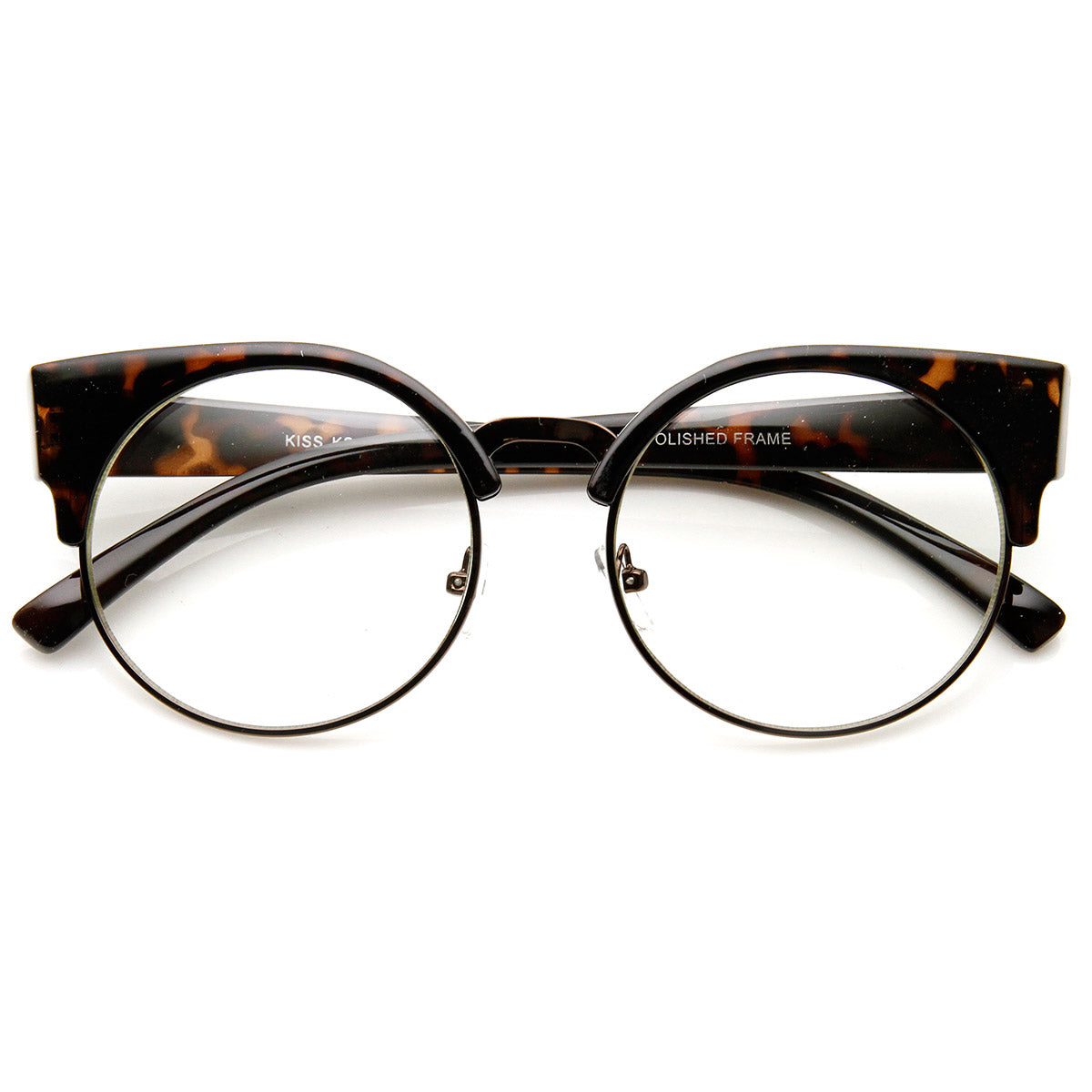 Semi-Rimless Cat Eye Clear Lens Glasses- Multi Color Tortoise Frame – SAAK  EYEWEAR