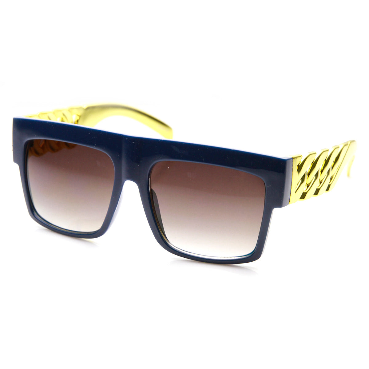 Square Sunglasses with Gold Chain Arms