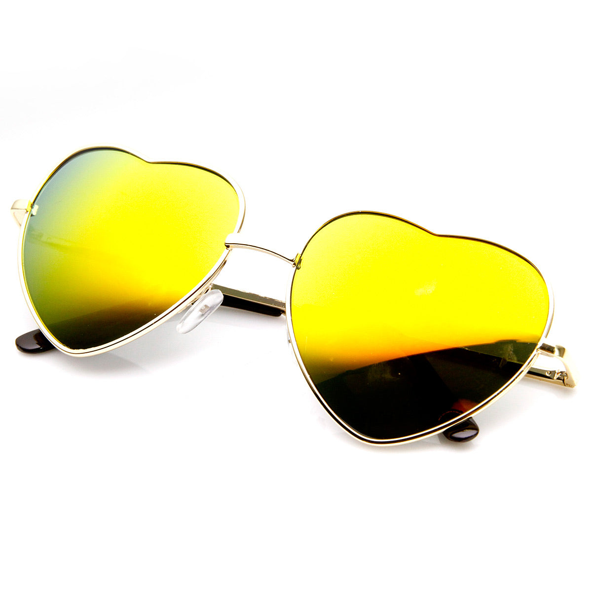 Womens Metal Thin Heart Shaped Color Mirrored Lens 