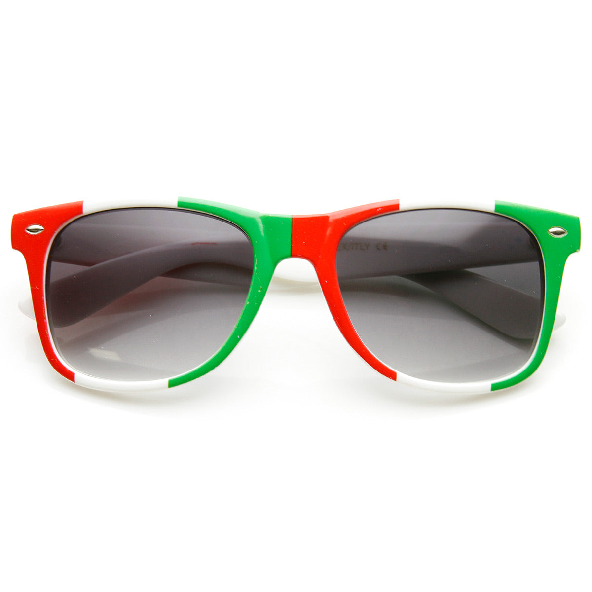 Prisnedsættelse strække Clip sommerfugl Classic Horn Rimmed Italy Mexican Flag Color Sunglasses - sunglass.la