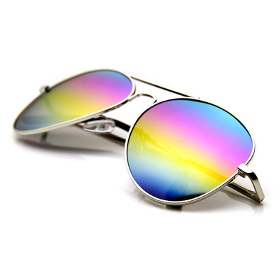Big Round Sunglasses Retro Circle Tinted Lens Glasses UV400 Protection - 1 Rainbow  Lens Sunglasses - CE18ZHT9QHD