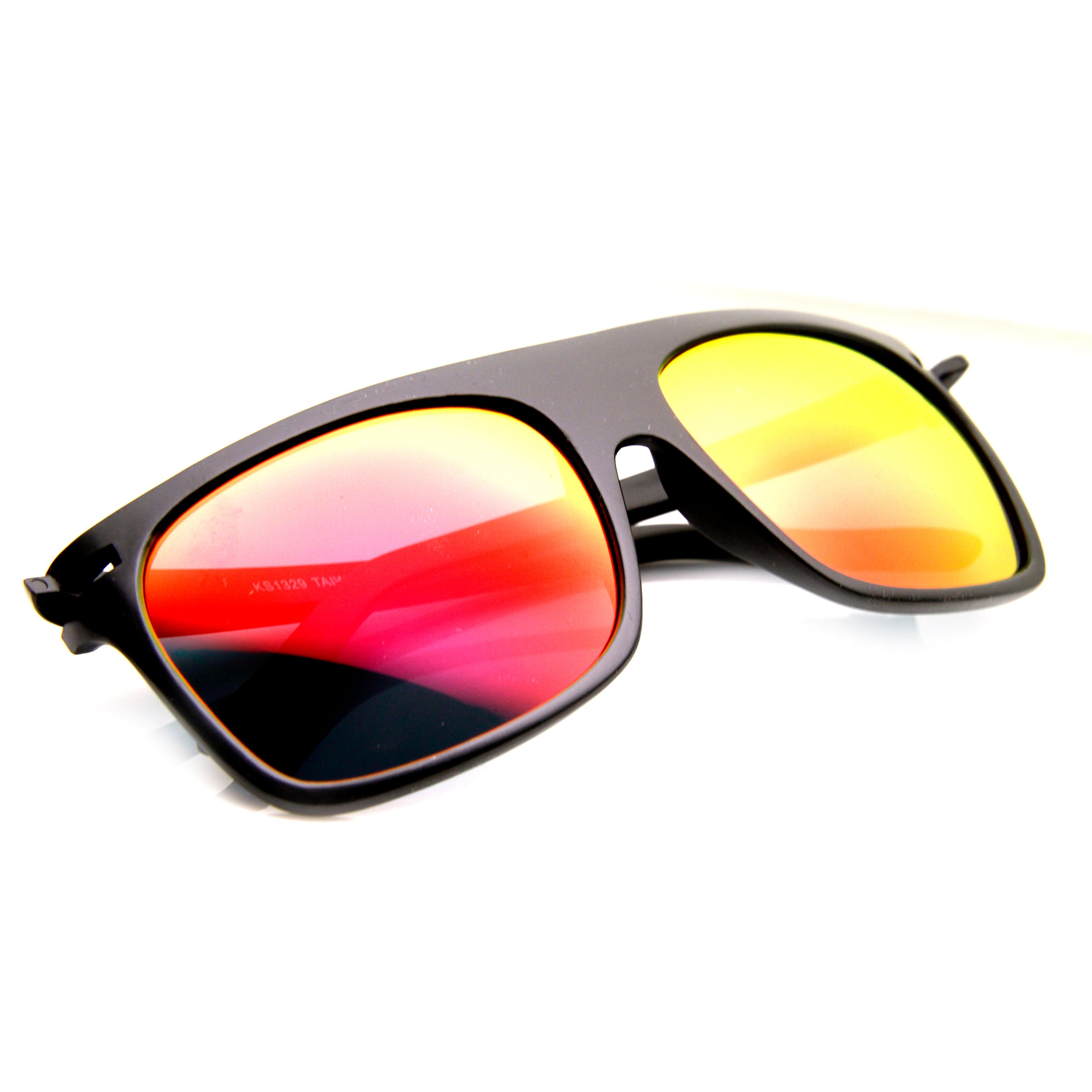 Action Sport Square Color Mirror Flash Lens Skate Flat Top Sunglasses