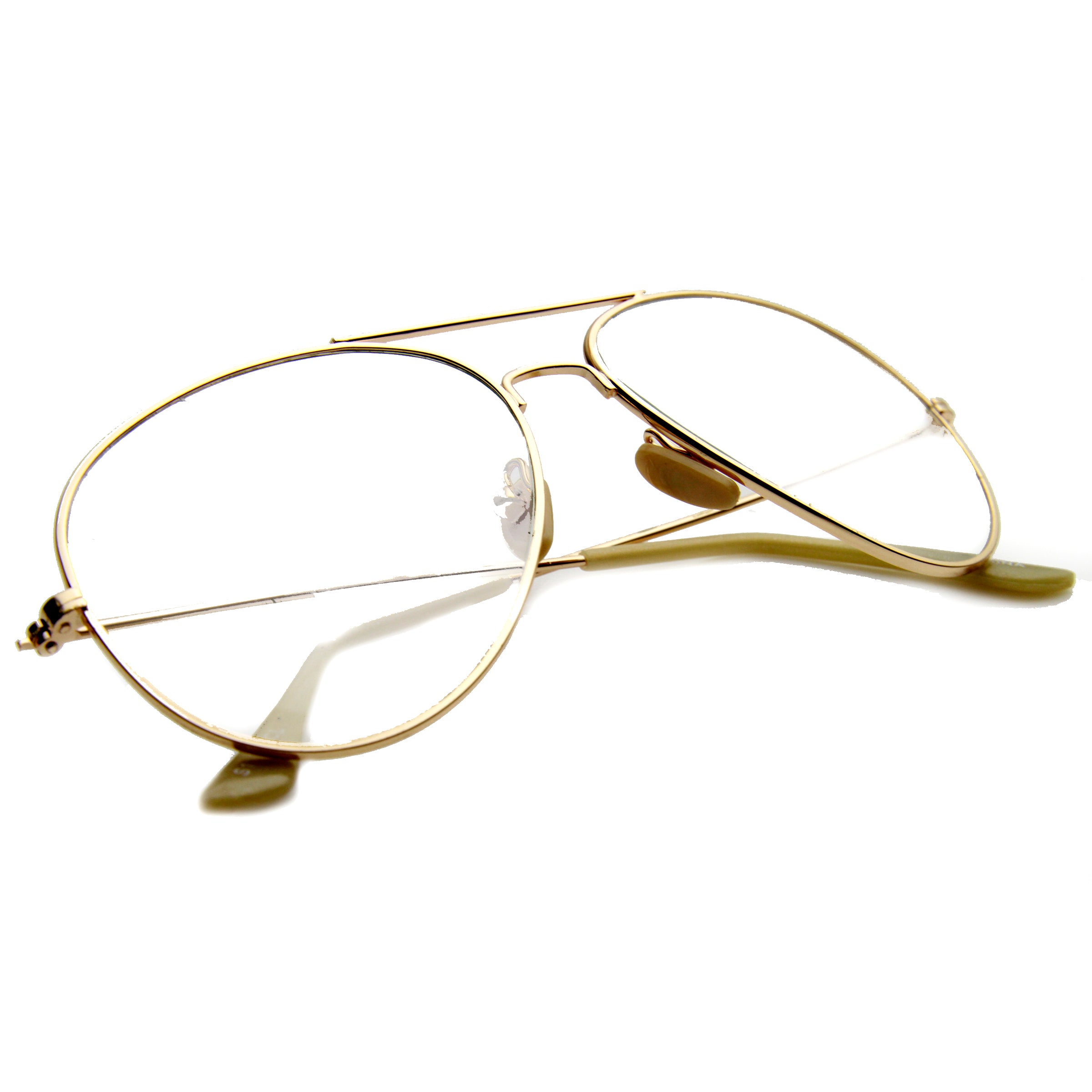 Nickel Plated Tear Drop Wire Frame Basic Metal Clear Lens Aviator Glasses