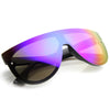 Modern Fashion Flat Top Flash Mirror Shield Plastic Aviator Sunglasses