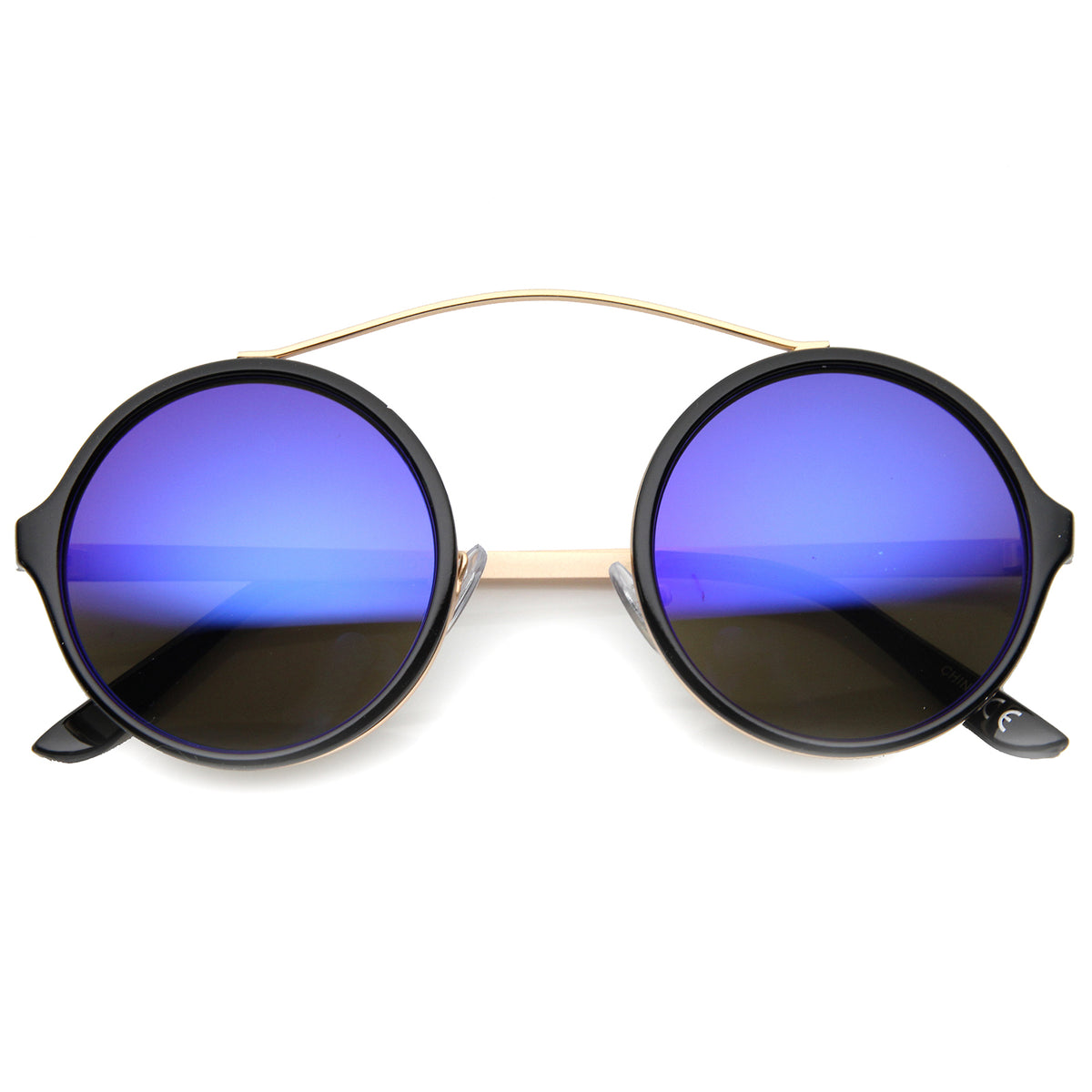 Unisex Round Sunglasses With UV400 Protected Mirrored Lens - sunglass.la