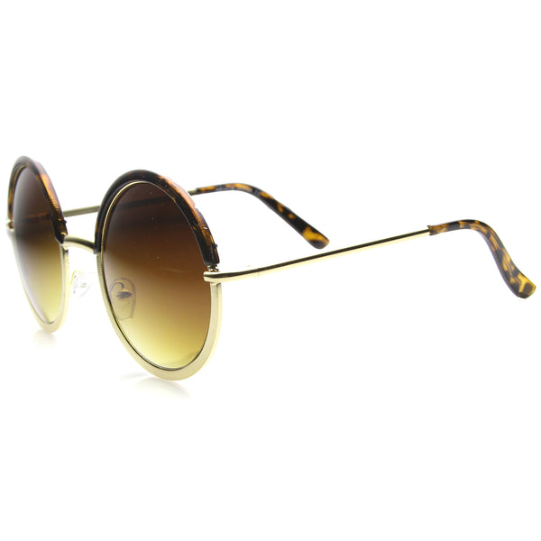 Unisex Metal Round Sunglasses With UV400 Protected Gradient Lens - sunglass .la