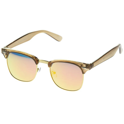 GUCCI, Logo Mirror Lens Metal Half Frame Sunglasses, Women