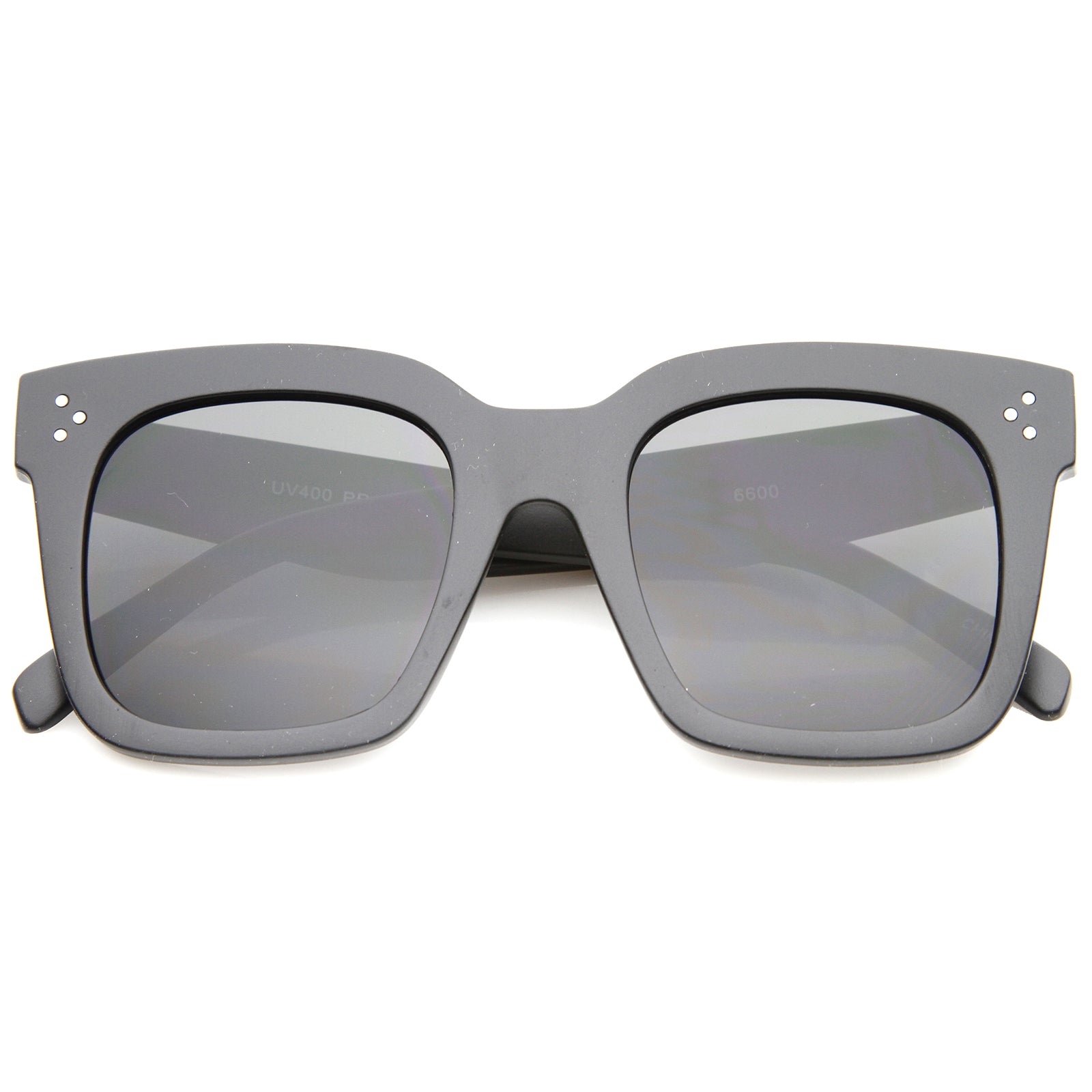 Rubberized Frame Mirror Polarized Lens Square Horn Rimmed Sunglasses 55mm, Black / Red Mirror Polarized