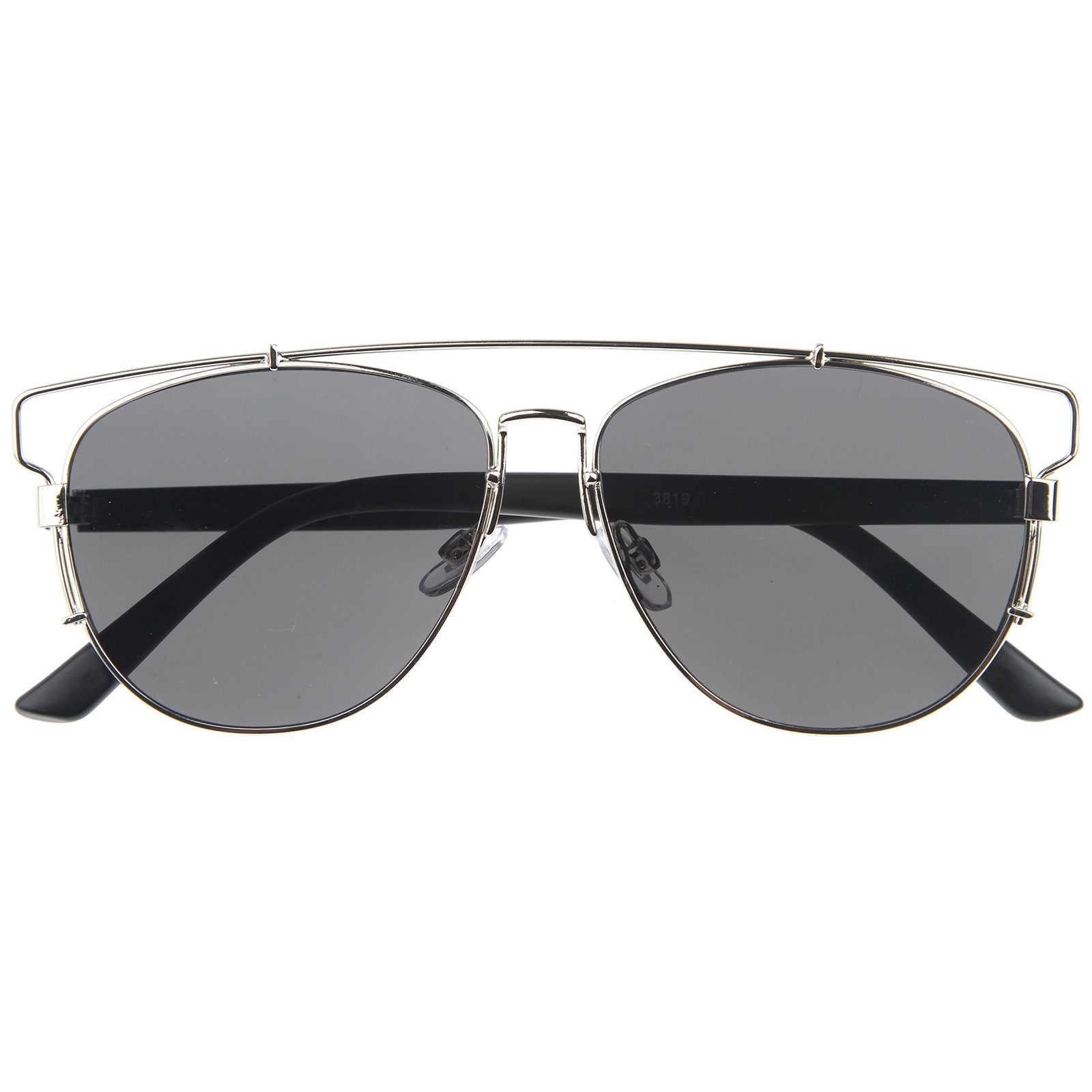 Modern Fashion Full Metal Crossbar Technologic Flat Lens Aviator Sunglasses 54mm