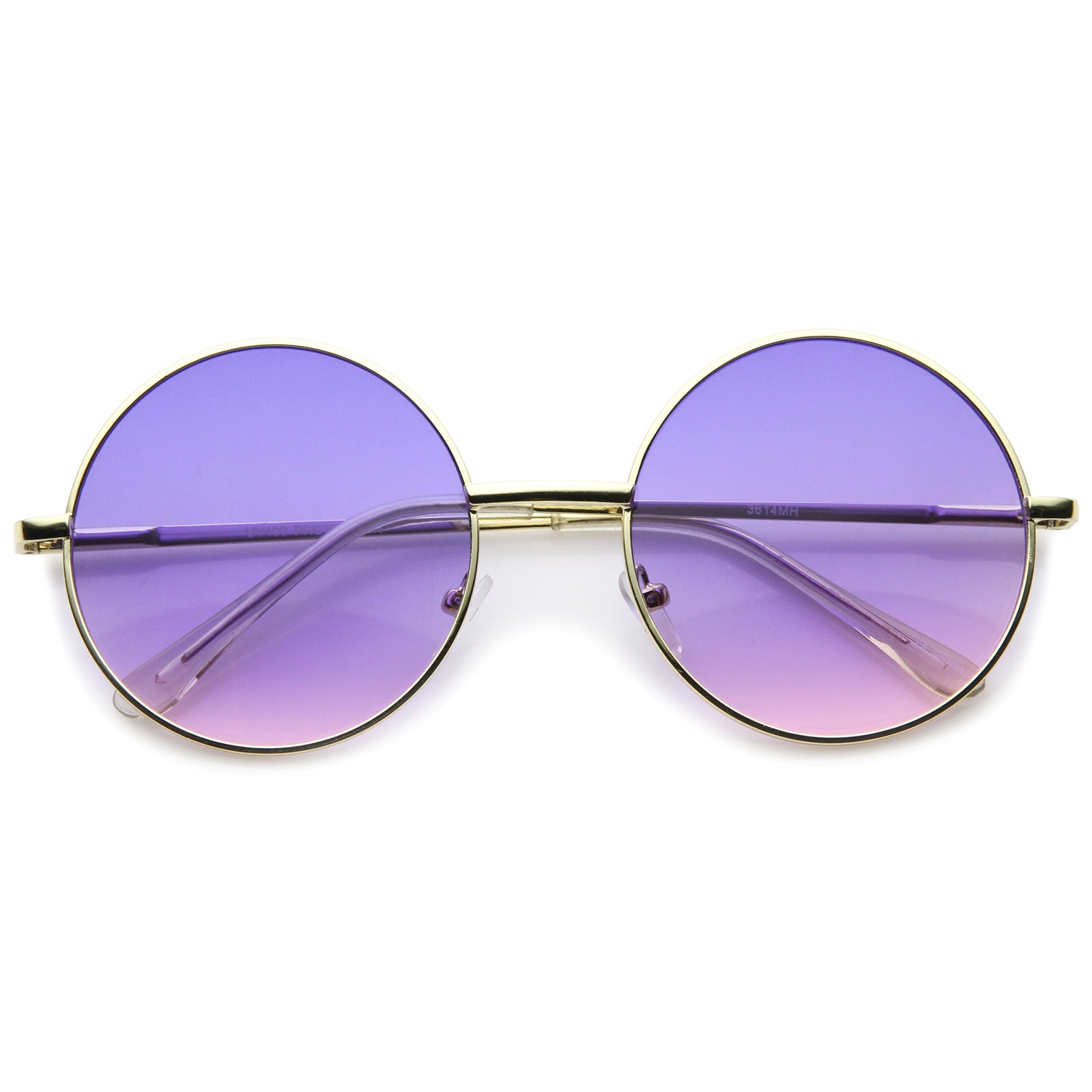 Womens Metal Round Sunglasses with UV400 Protected Gradient Lens, Gold / Blue-Pink-Fade