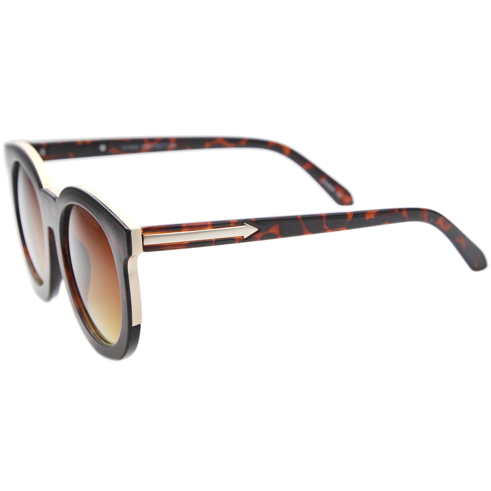 Women's Chic Oversized Horn Rimmed Flat Lens Round Sunglasses 64mm