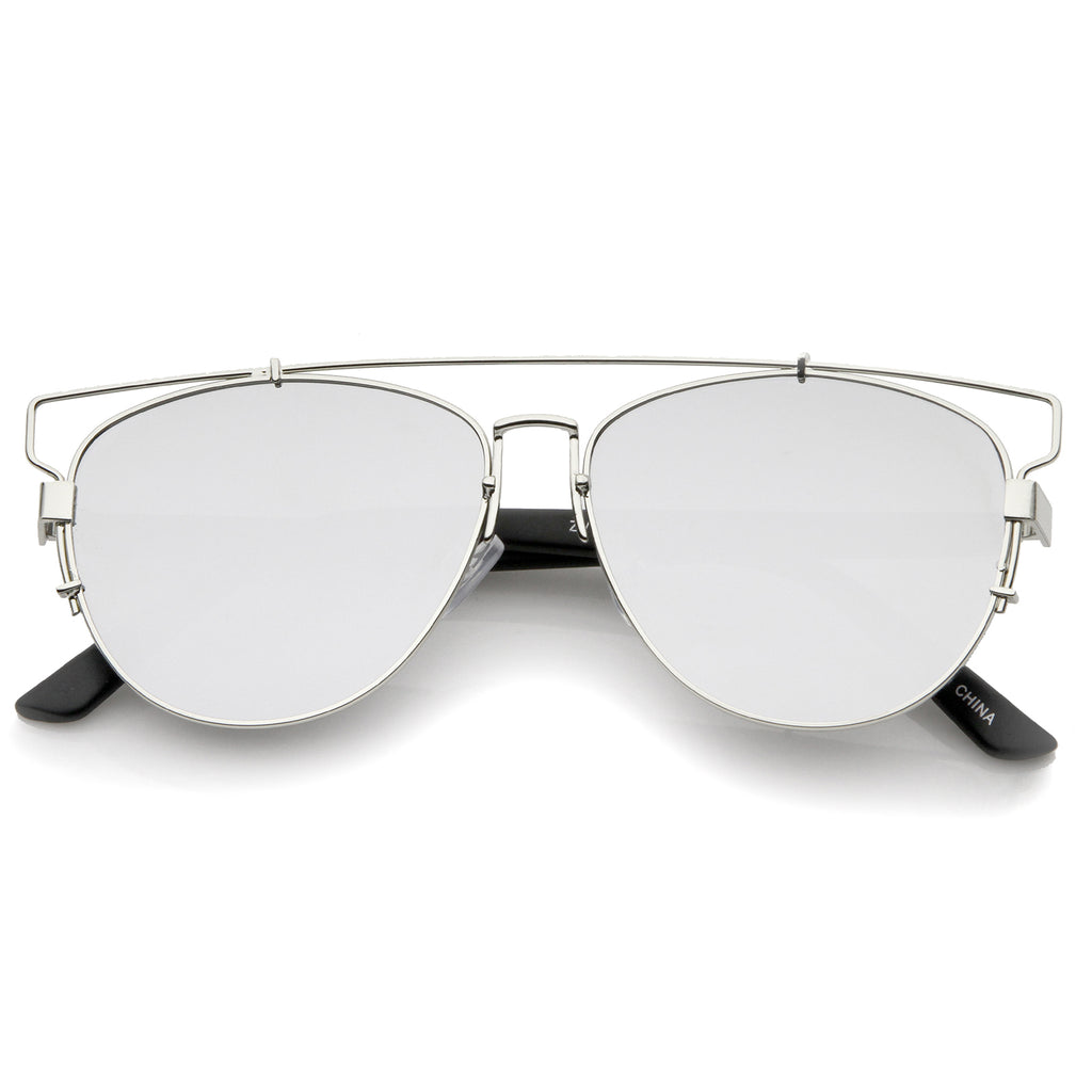 Technologic Full Metal Crossbar Flash Mirror Flat Lens Aviator Sunglasses 54mm