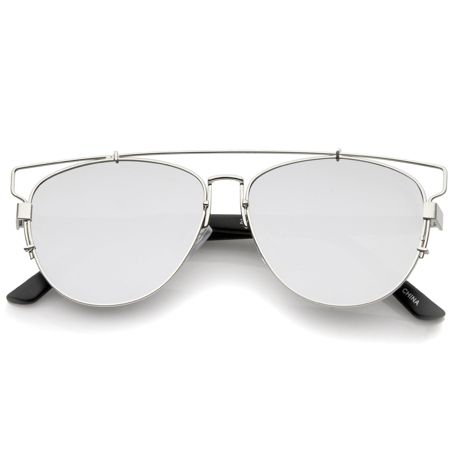 Technologic Full Metal Crossbar Flash Mirror Flat Lens Aviator Sunglasses 54mm