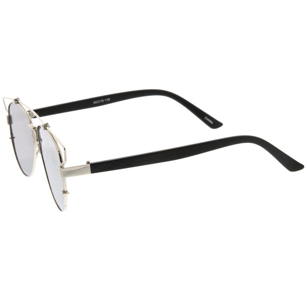 Technologic Full Metal Crossbar Flash Mirror Flat Lens Aviator Sunglasses 54mm