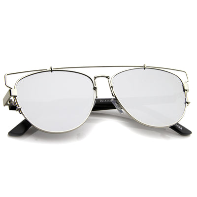 Technologic Full Metal Crossbar Flash Mirror Flat Lens Aviator Sunglasses 54mm
