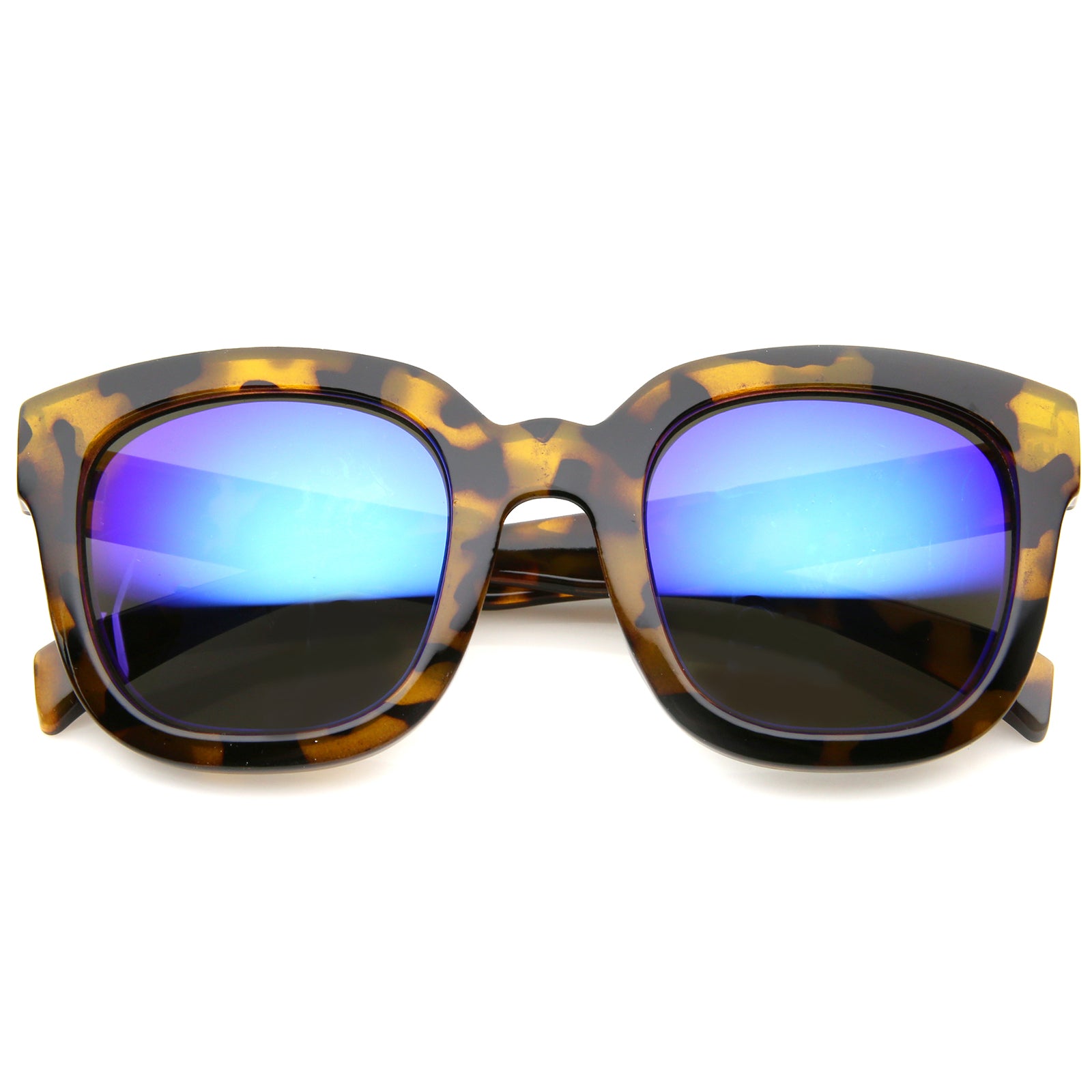 ASOS DESIGN square sunglasses in black with mirrored rainbow lens