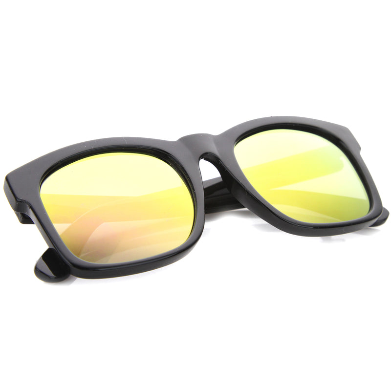 Mod Fashion Oversized Bold Frame Flash Mirror Horn Rimmed Sunglasses 6 