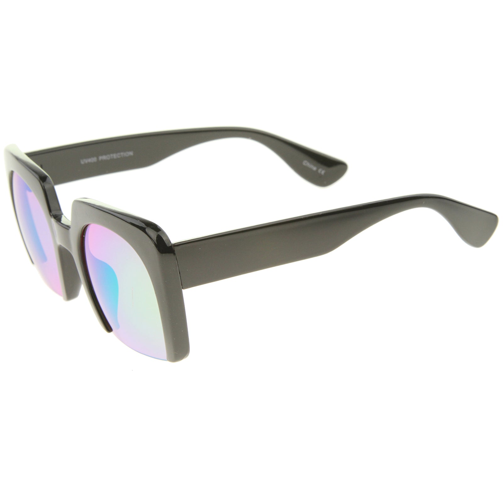 Shiny Black / Pink Green Mirror