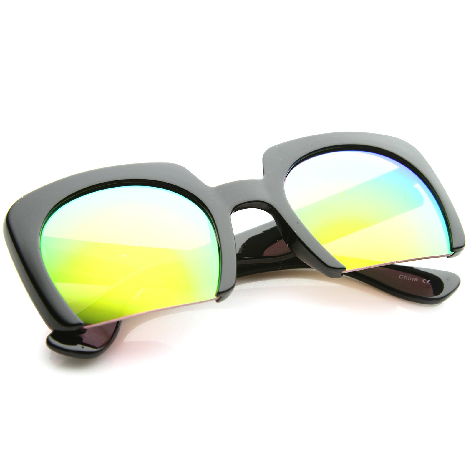 Shiny Black / Pink Green Mirror