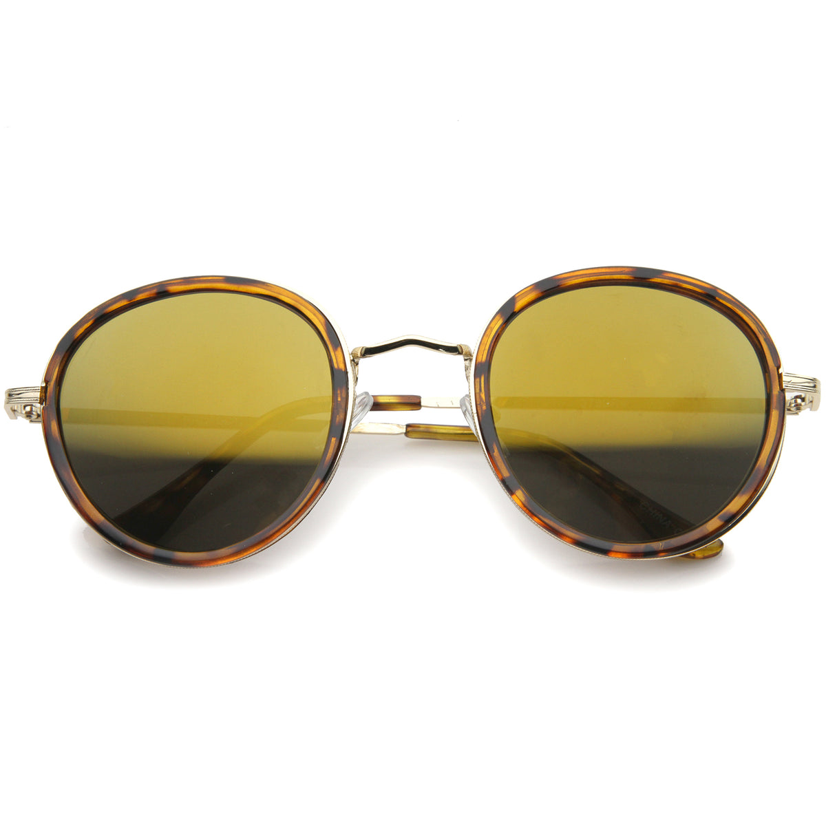Classic Dapper Side Cover Colored Mirror Lens Round Sunglasses 52mm ...