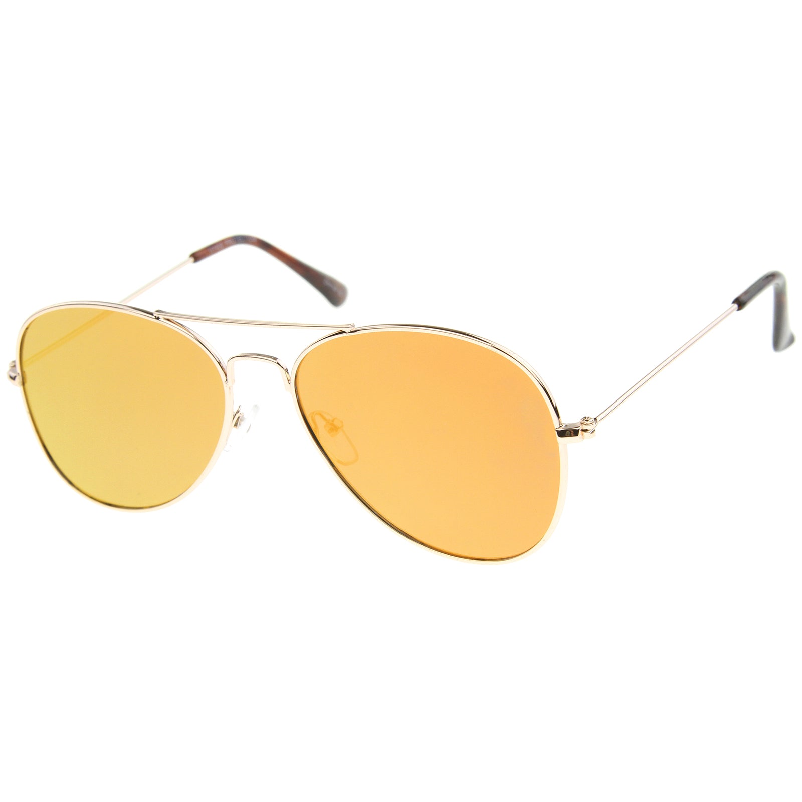 Classic Double Bridge Colored Mirror Flat Lens Aviator Sunglasses 55mm