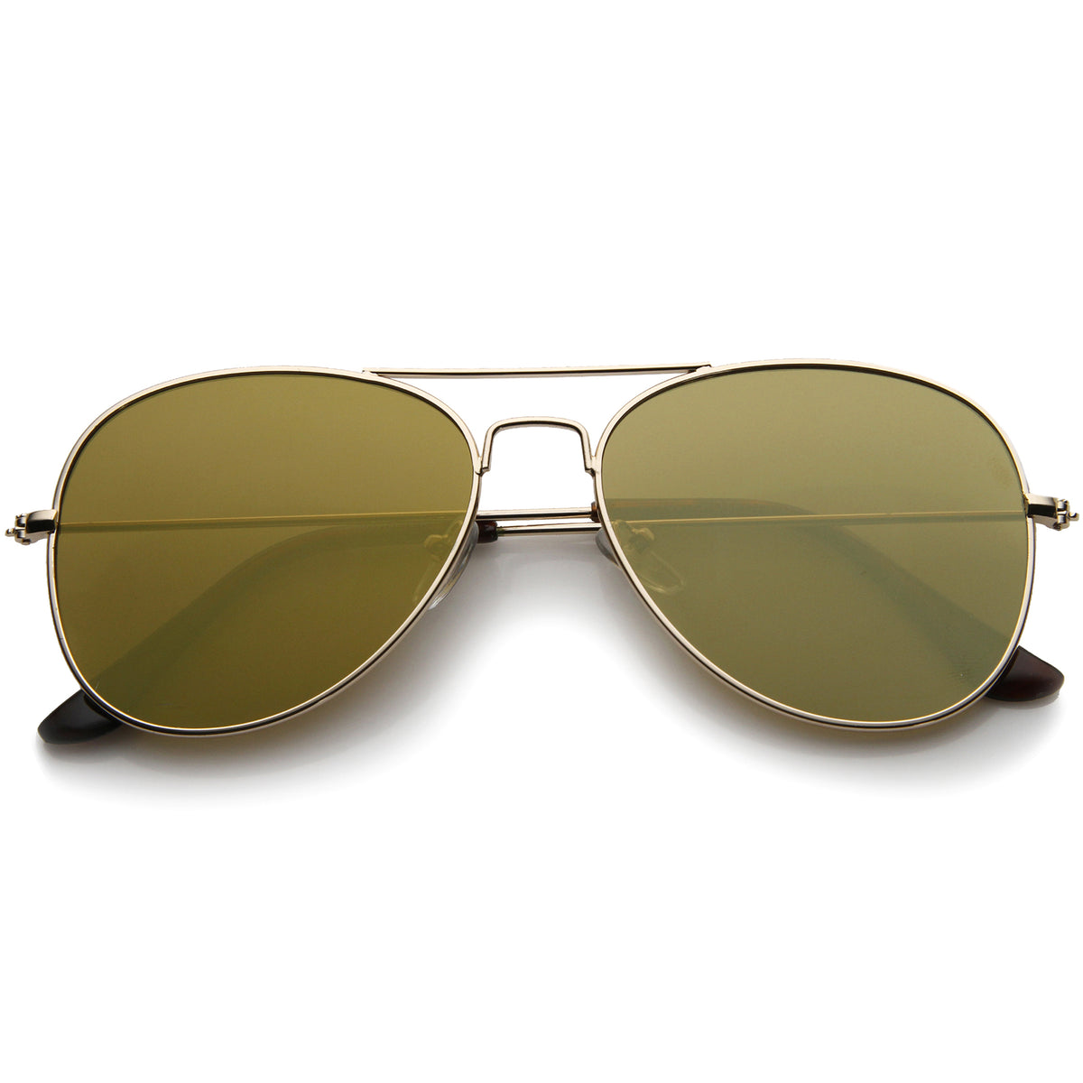 Classic Double Bridge Colored Mirror Flat Lens Aviator Sunglasses 55mm ...