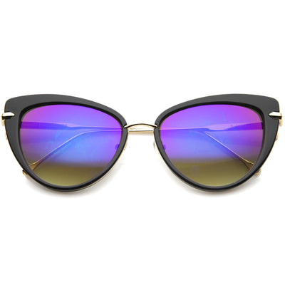 Women's High Fashion Metal Temple Super Cat Eye Sunglasses 55mm 