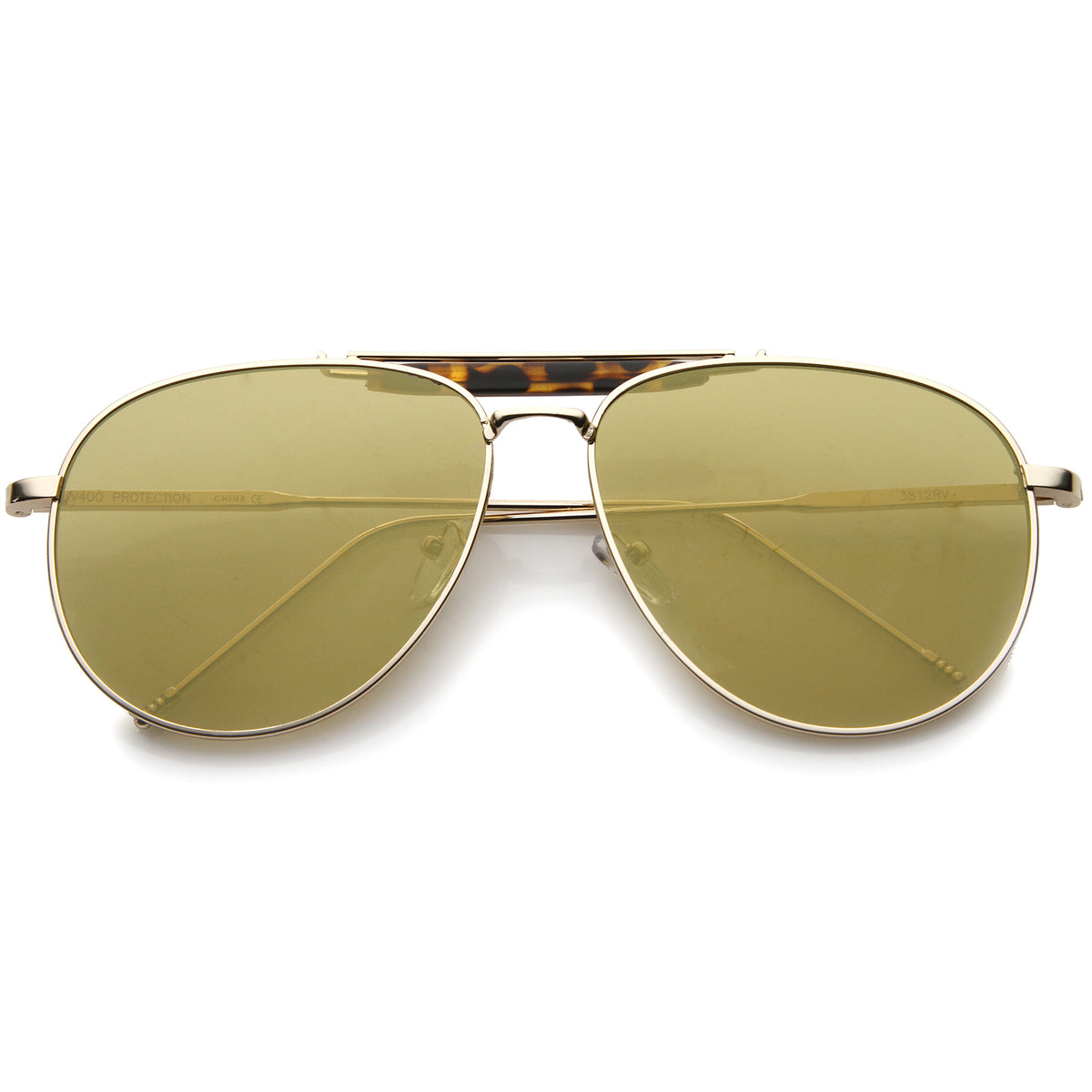 Large Classic Teardrop Crossbar Mirrored Flat Lens Aviator Sunglasses ...