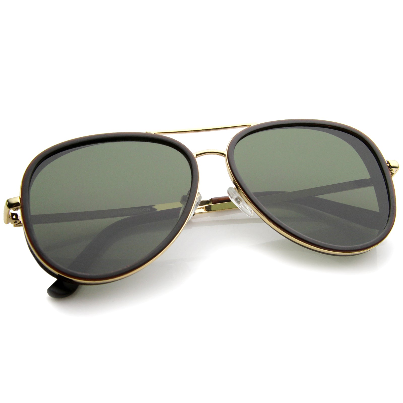 Retro Fashion Side Cover Flat Lens Two-Tone Metal Aviator