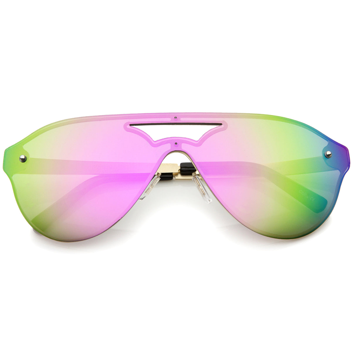 Modern Fashion Mono Lens Rimless Mirrored Shield Aviator Sunglasses ...