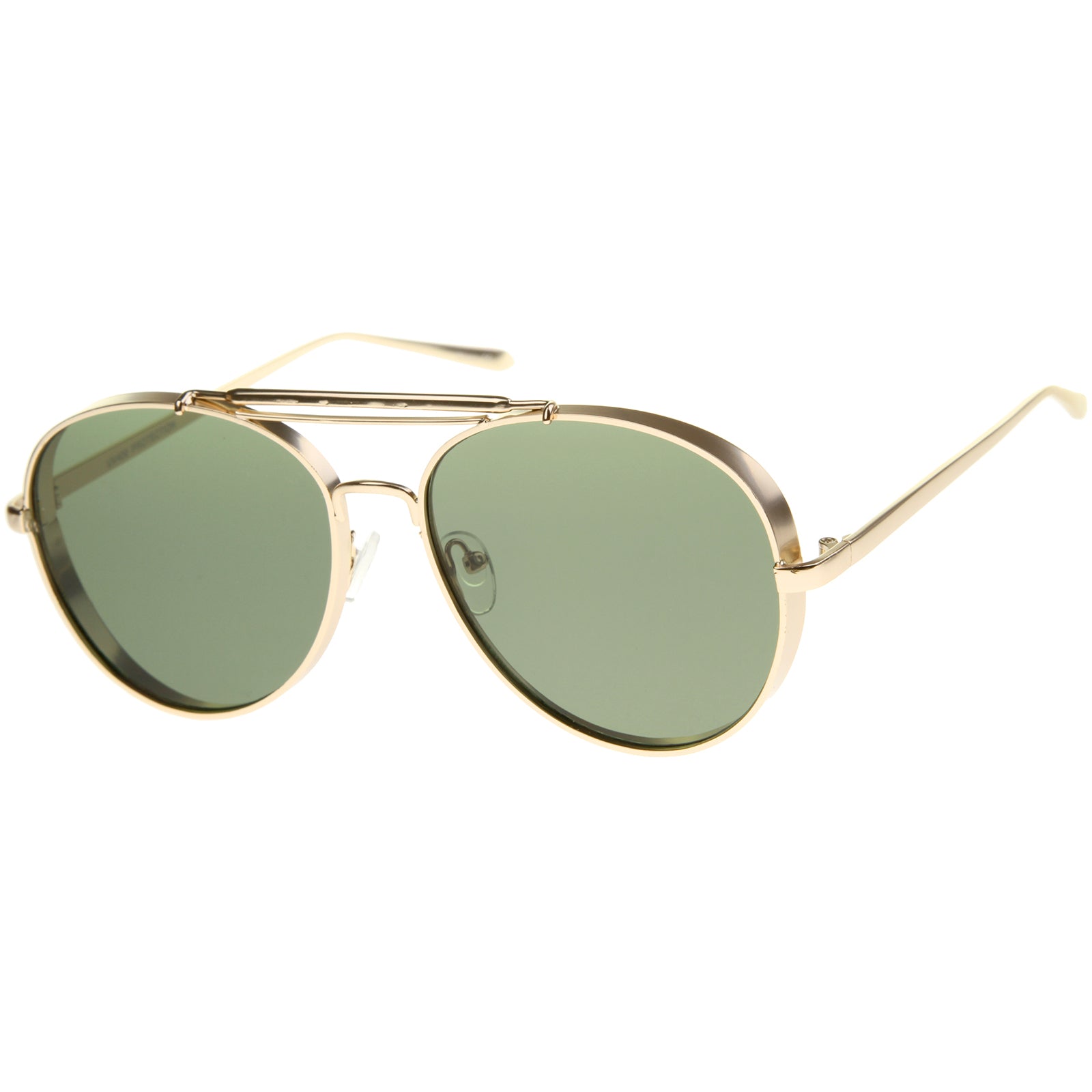 Gansta Aviator Full-Frame Clear Golden Sunglasses ,Men And Women ,Pack Of 2(GN3002-Gld-Clr-Gld-G15)