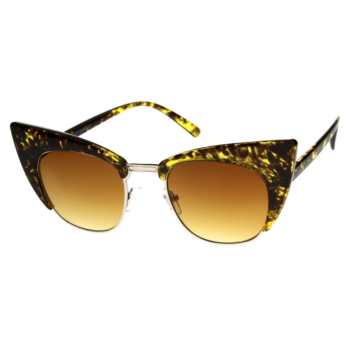 Women's High Fashion Half Frame Bold Square Cat Eye Sunglasses 50mm ...