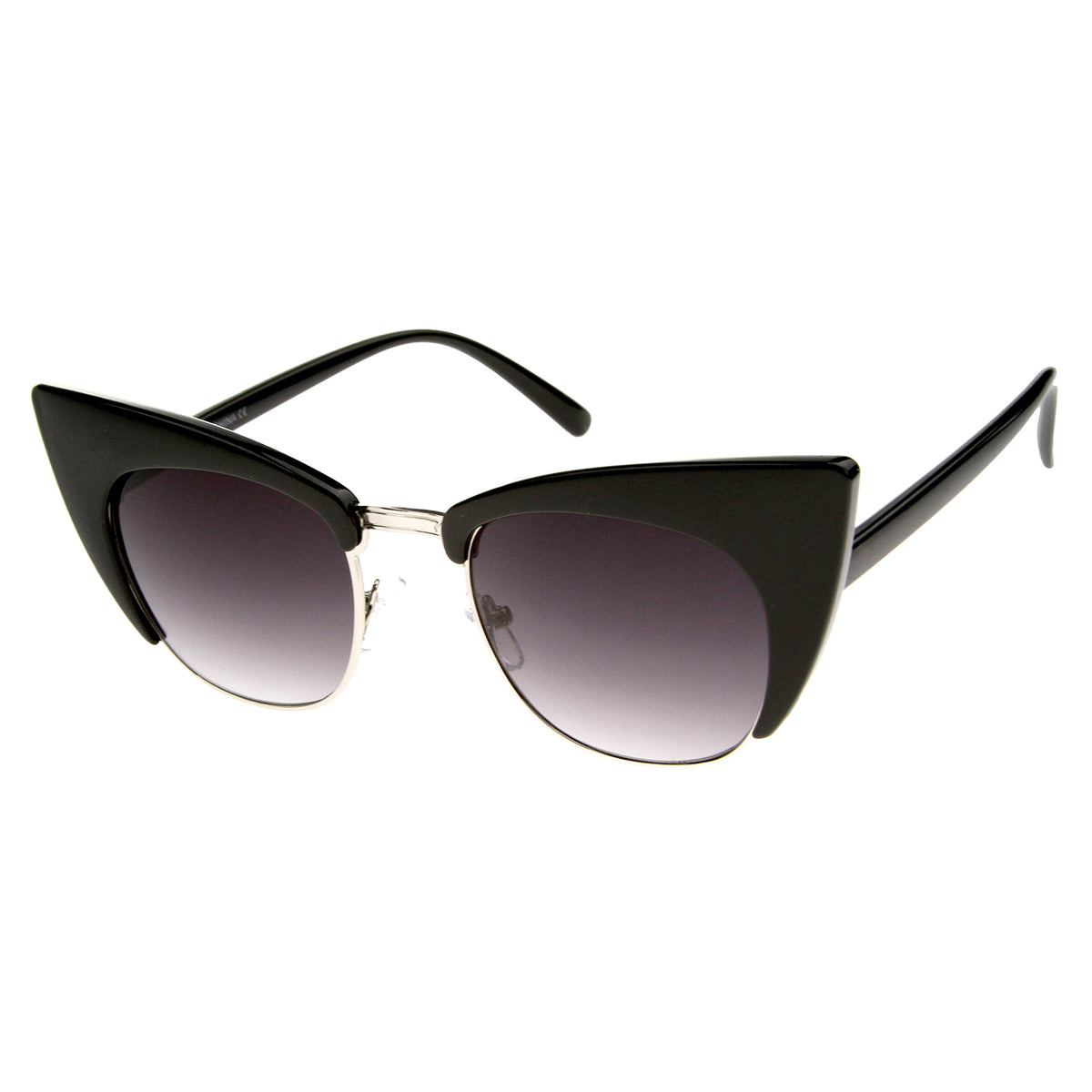 Women's High Fashion Half Frame Bold Square Cat Eye Sunglasses 50mm ...