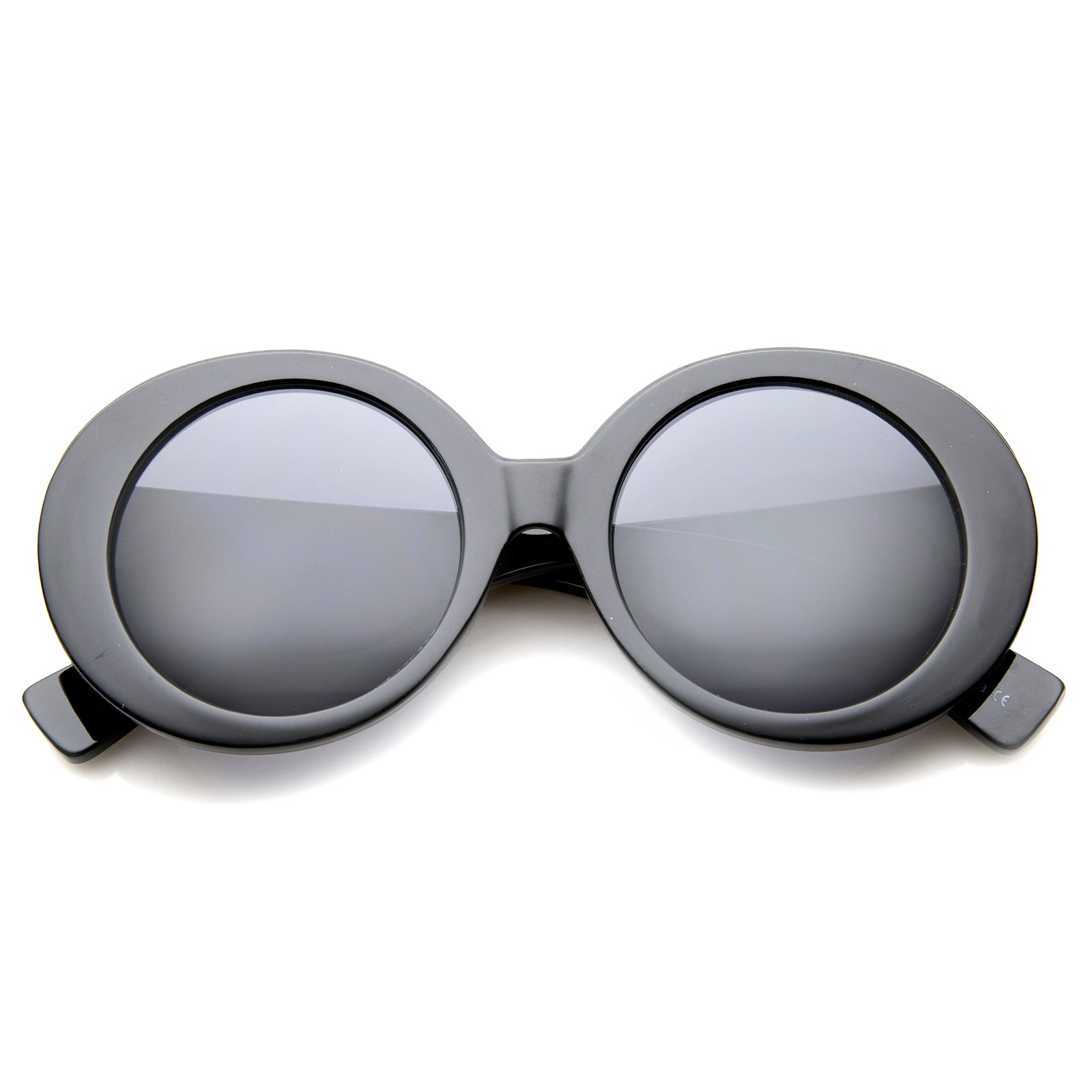 Womens High Fashion Glam Chunky Round Oversize Sunglasses 50mm, Black / Smoke