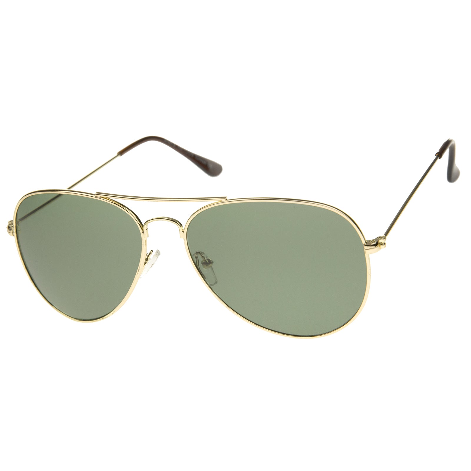 Aviator sunglasses with gold frame and green lenses