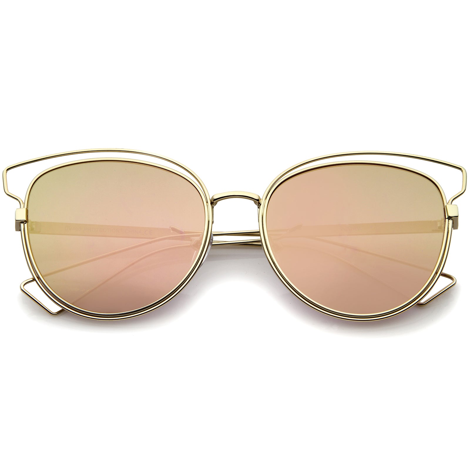 sunglass.la Womens Cat Eye Sunglasses with UV400 Protected Mirrored Lens
