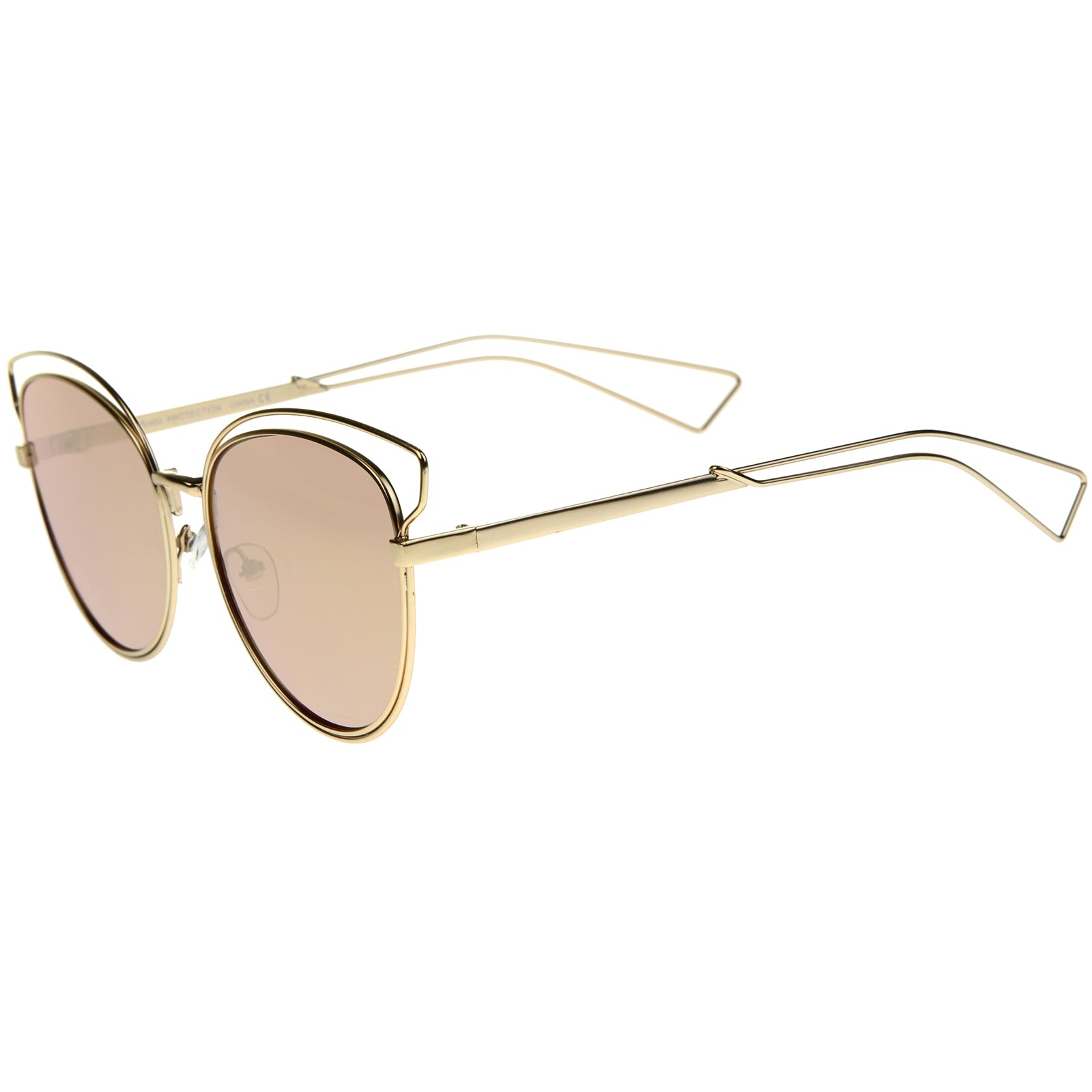 SOJOS Cat Eye Mirrored Flat Lenses Ultra Thin Light Metal Frame Women  Sunglasses SJ1022