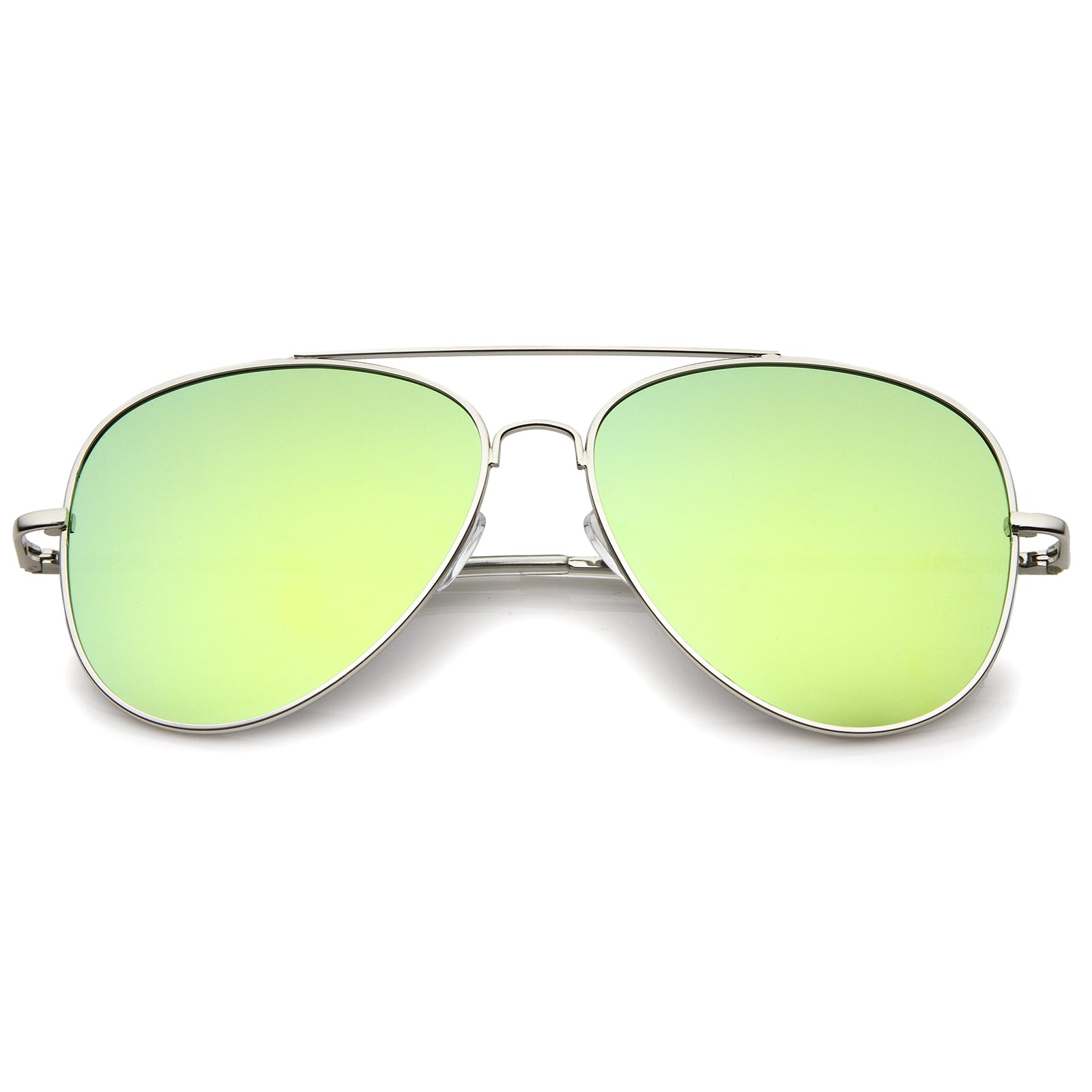 SA106 Mirrored Mirror Mens Flat Lens Pilots Metal Aviator Sunglasses Silver  Green - Walmart.com