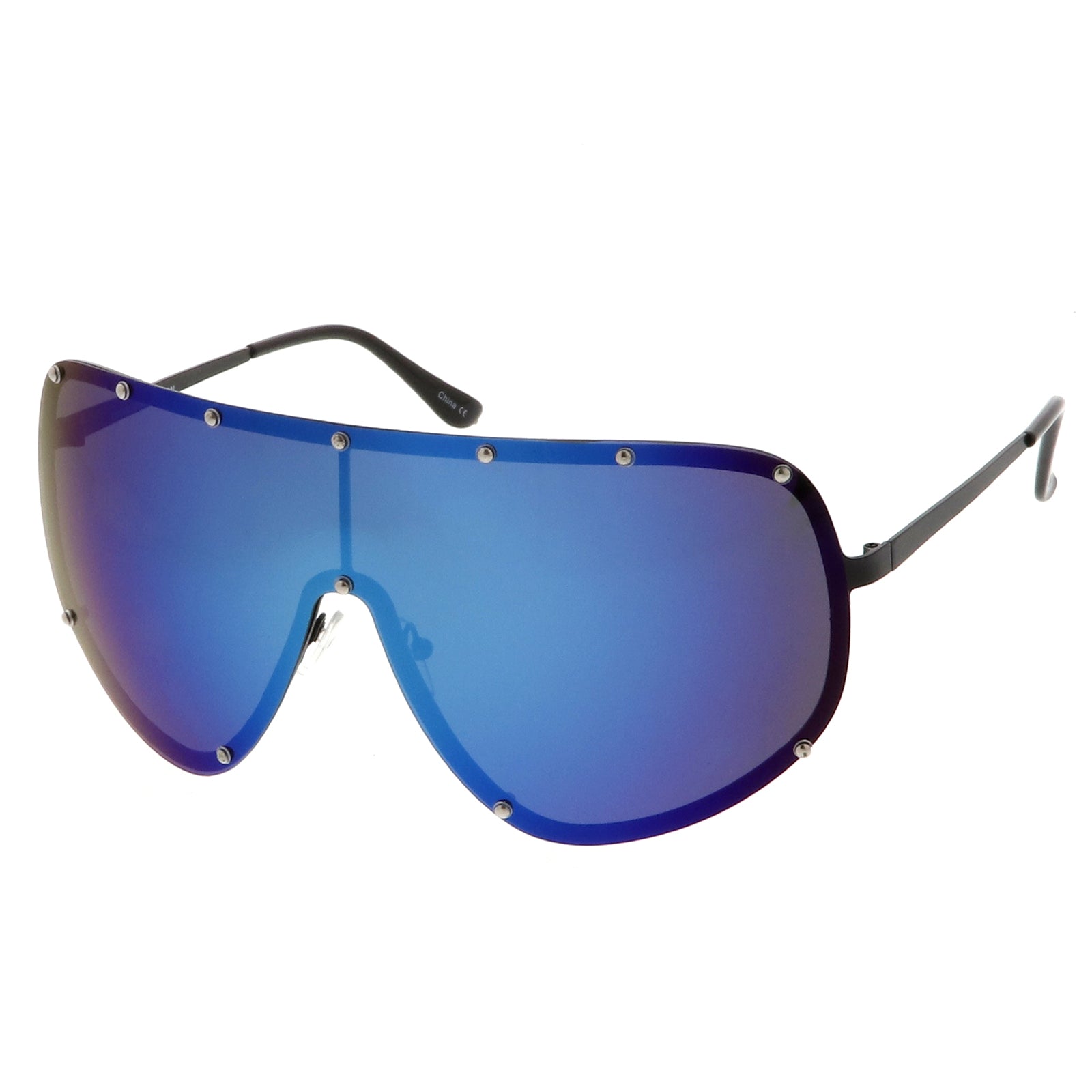 Blue Futuristic Flat Lens Sunglasses- Order Wholesale