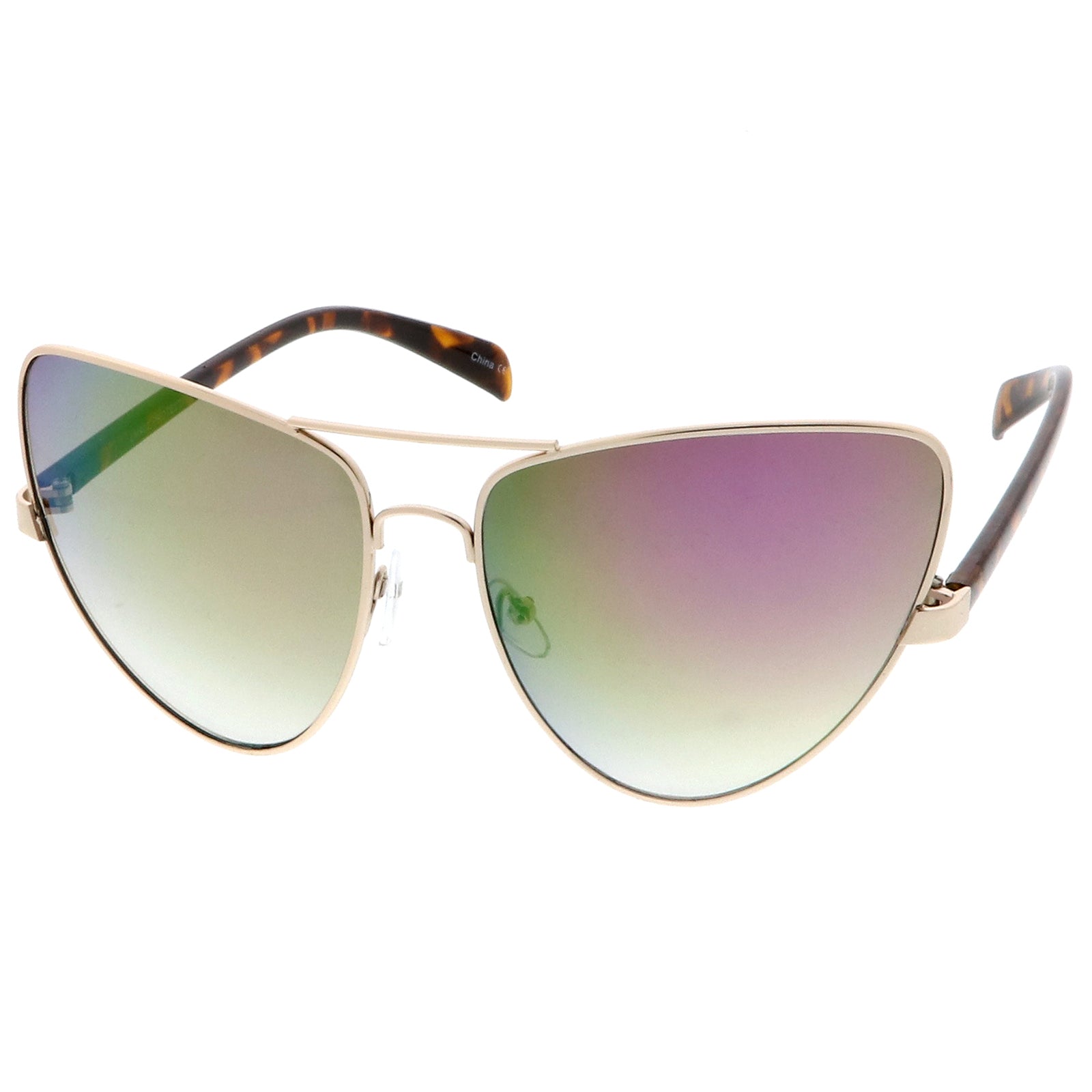 Gold Tortoise / Purple Green Mirror