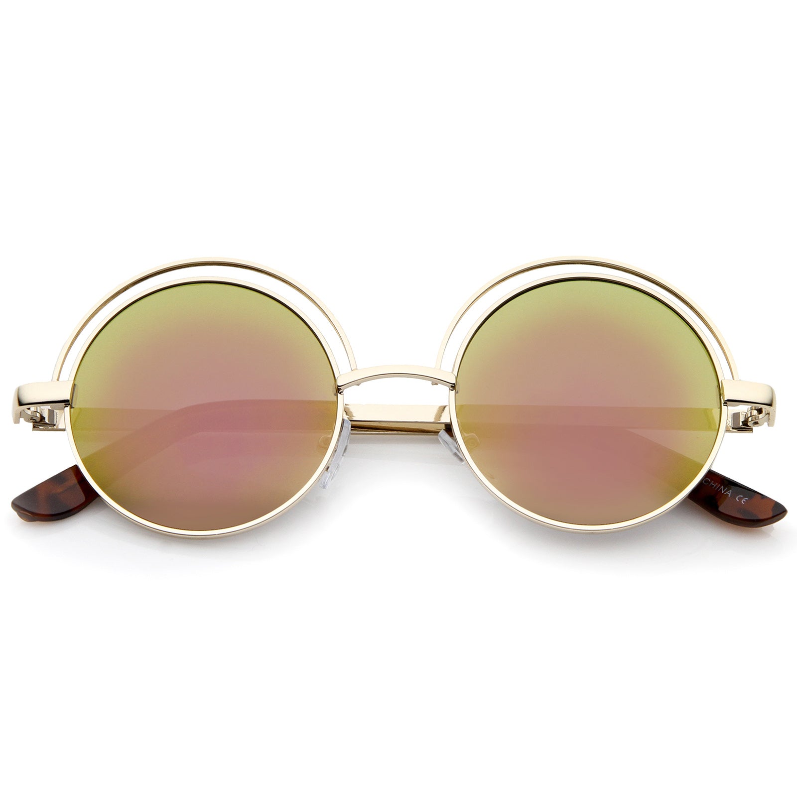 Limited Edition Red Mirror Flip-Up Lens Round Circle Django Sunglasses 