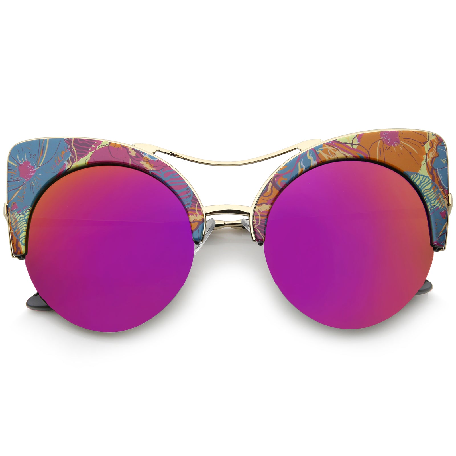 Blue-Orange-Floral / Magenta Mirror