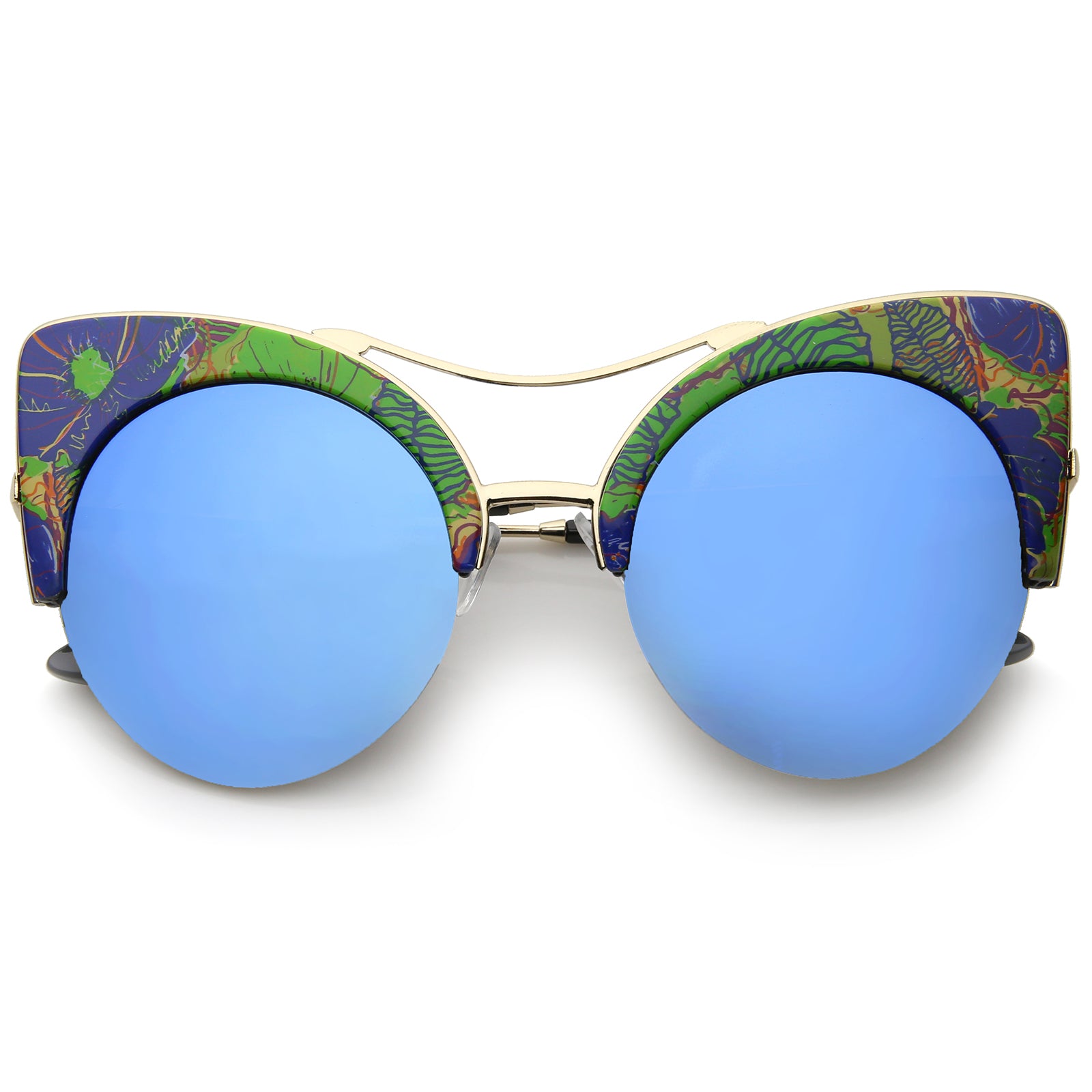 Green-Blue-Floral / Blue Mirror