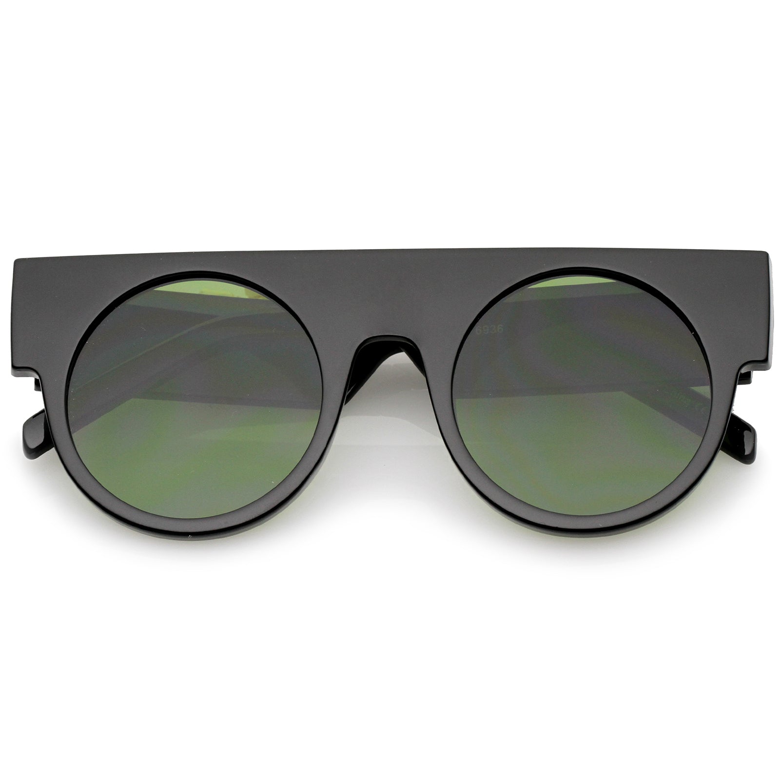 Futuristic Flat Top Wide Temple Flat Lens Round Sunglasses 47mm sunglass .la