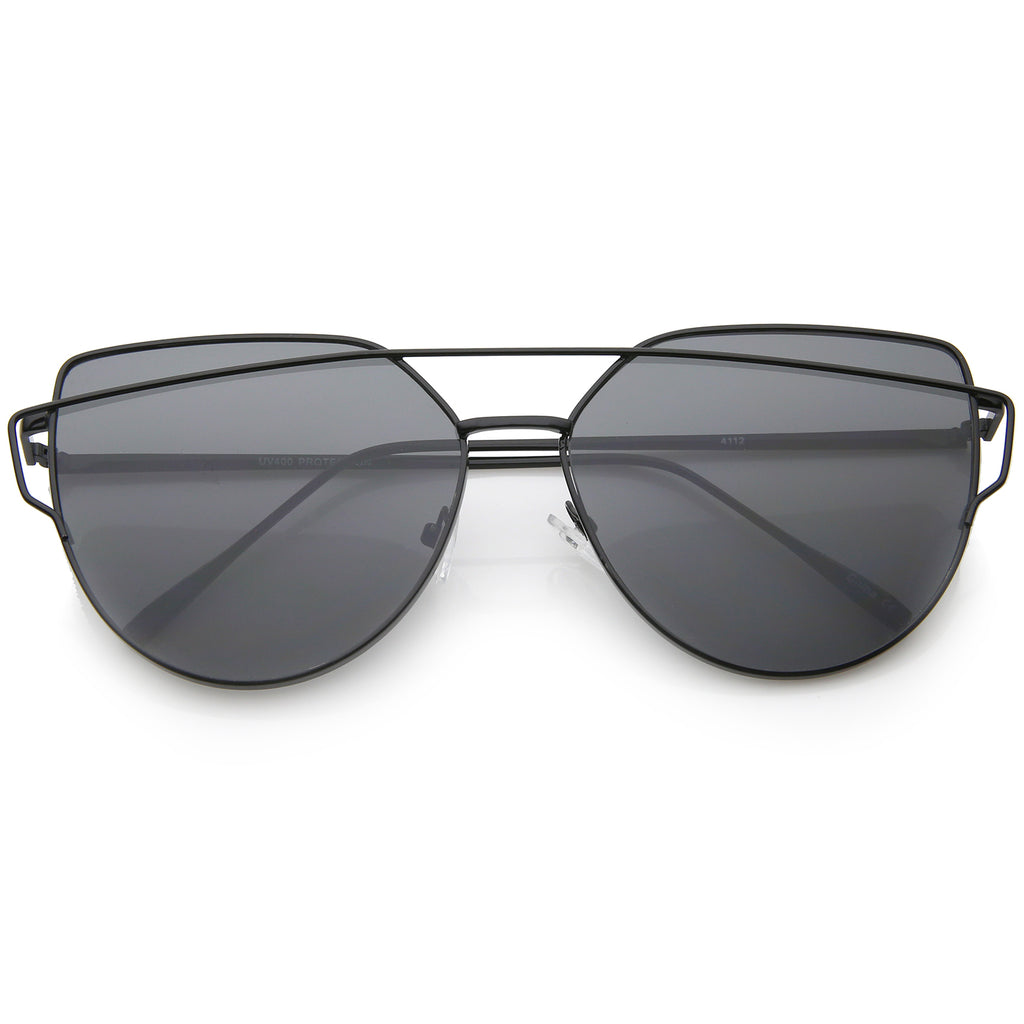 Gafas de sol de aviador con lentes planas y marco de metal extragrande y patillas delgadas de 62 mm
