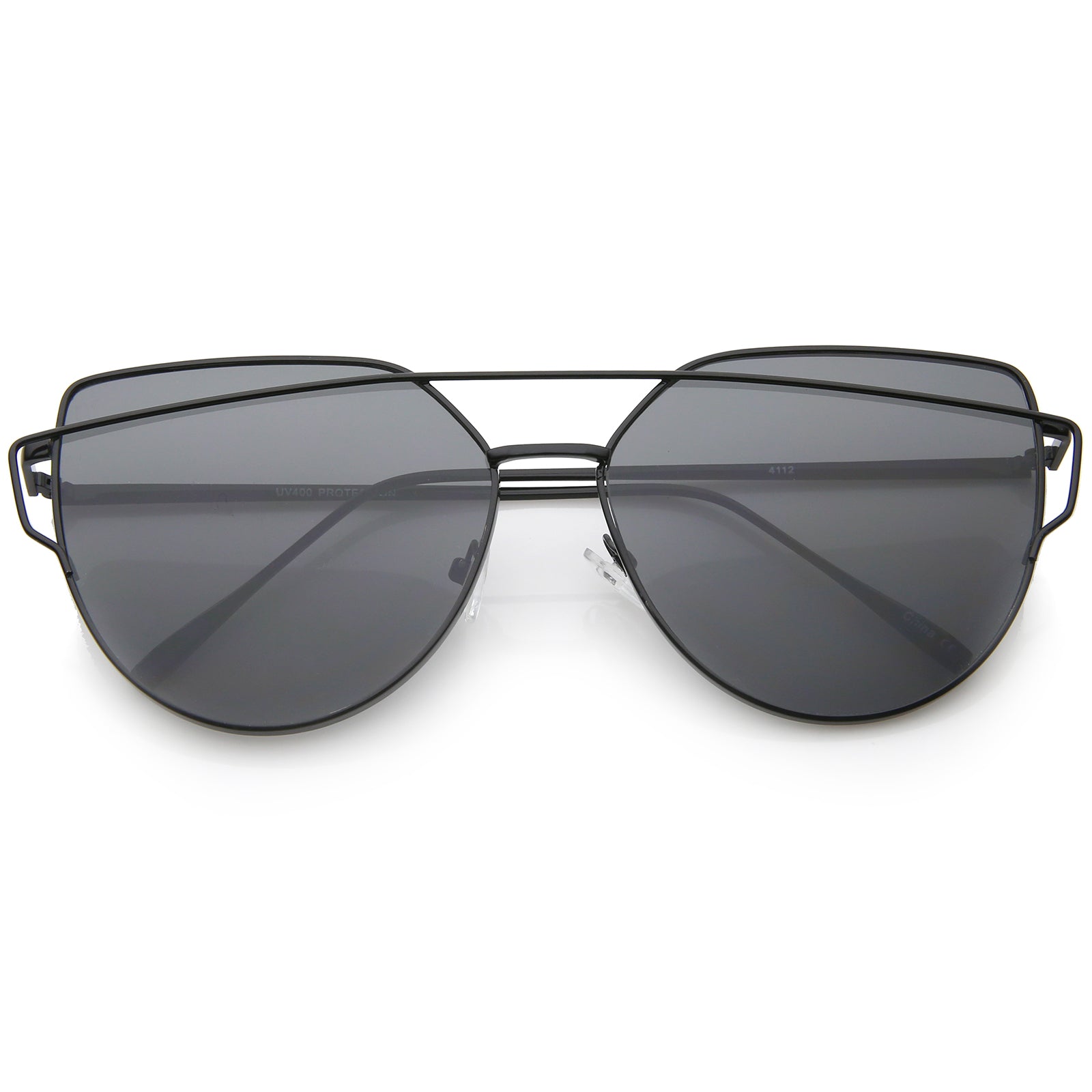 Gafas de sol de aviador con lentes planas y marco de metal extragrande y patillas delgadas de 62 mm