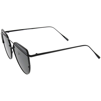 Oversize Metal Frame Thin Temple Flat Lens Aviator Sunglasses 62mm