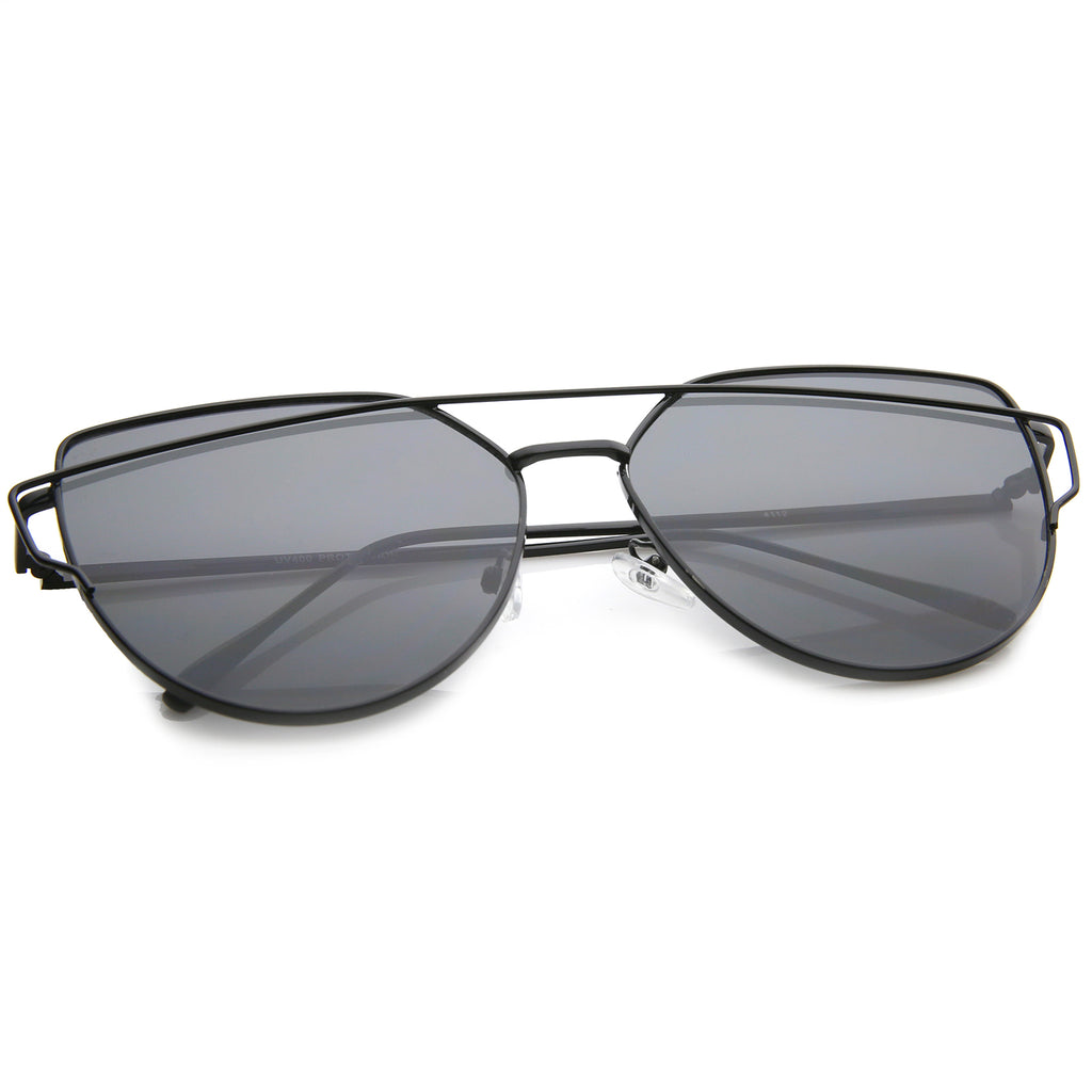 Gafas de sol de aviador con lentes planas y marco de metal extragrande y patillas delgadas de 62 mm