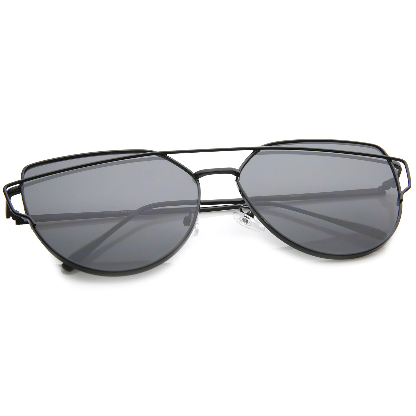Gafas de sol de aviador con lentes planas y marco de metal extragrande y patillas delgadas de 62 mm