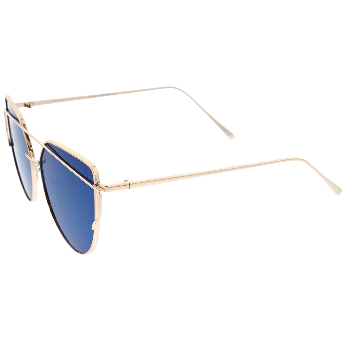 Oversize Metal Frame Thin Temple Color Mirror Flat Lens Aviator Sungla Sunglassla 